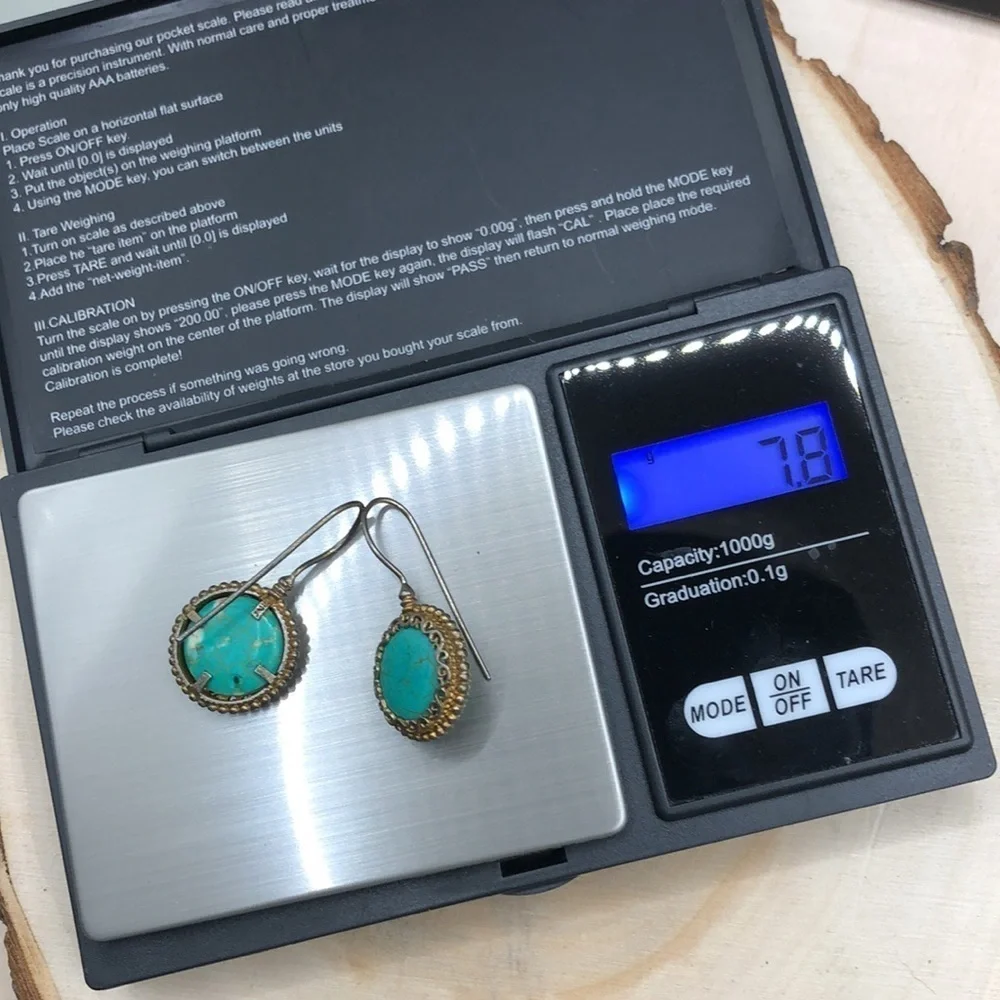 Vintage artisan turquoise  statement style earrings boho southwestern.